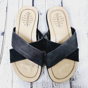 PENDLETON | leather strap slipon open toe flat sandals